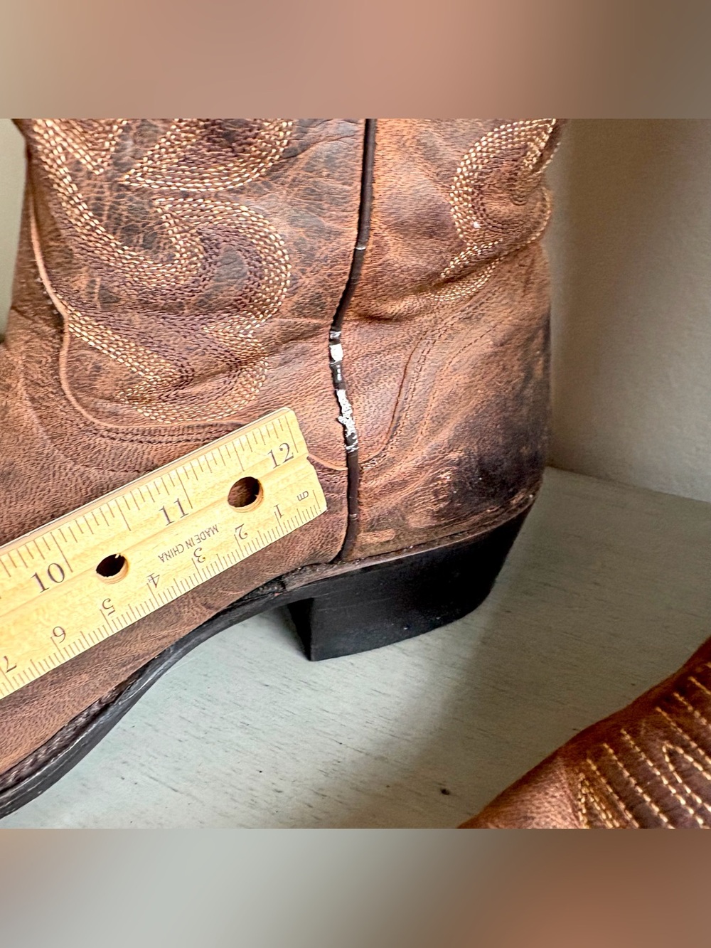 J.B. Dillon Brown Goat Leather Cowboy Western Work Boots Women 9 Pull On Mexico - Picture 14 of 14